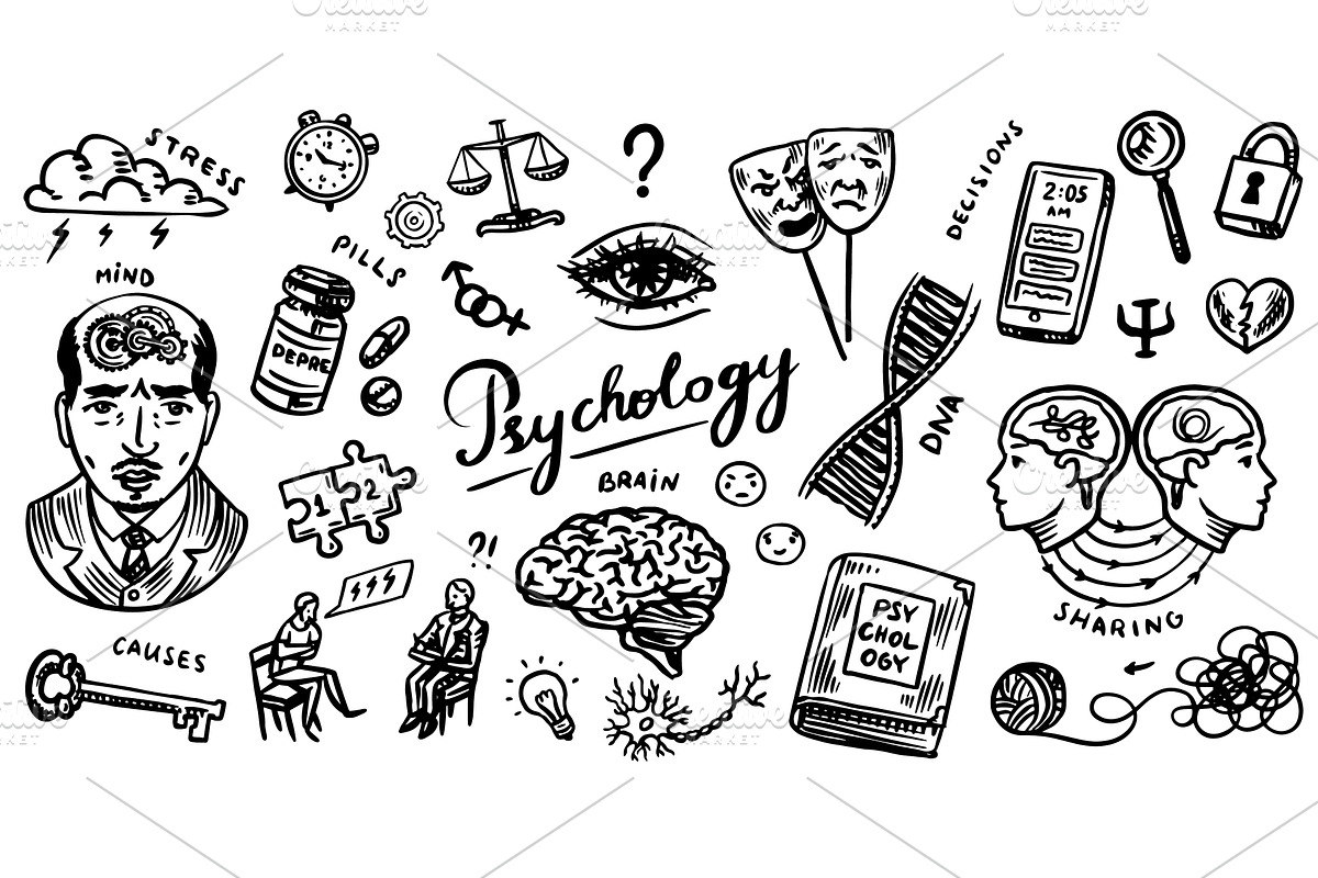 Psychology science symbols, a Healthcare Illustration by Arthur Balitskiy
