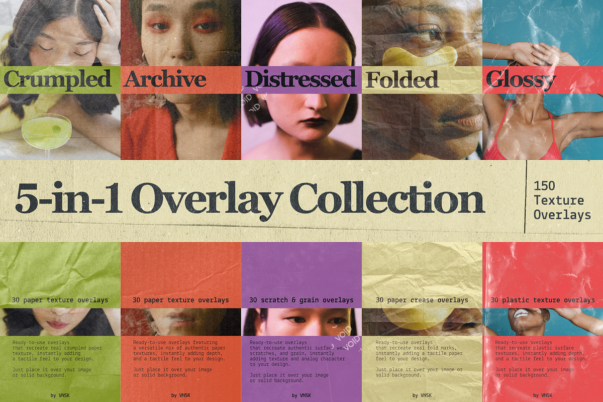 5 in 1 Overlay Collection Bundle, a Texture Graphic by Anastasiia VNSK (Photo 1 of 22)