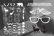 30 Handsketched Hipster Vectors, an Illustration by Layerform Design Co. (Thumbnail 2 of 3)