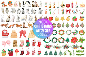 Watercolor Christmas Elements, an Animal Illustration by Digital Studio