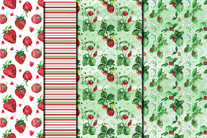 Watercolor Strawberry Patterns