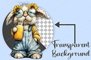 Funny Summer Sunflower Bunny Clipart, a Seasonal Illustration by Canvas Craft (Thumbnail 2 of 6)