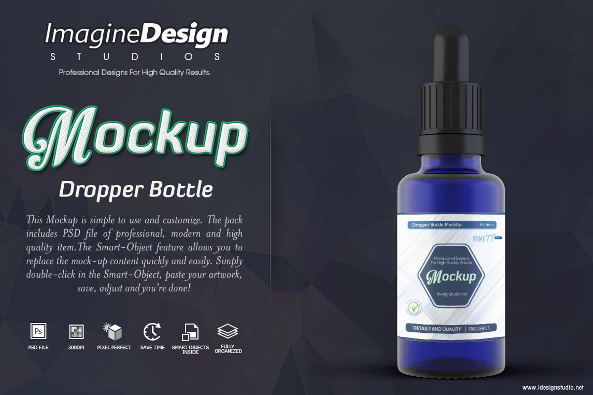 Dropper Bottle Mockup, a Cups & Container Mockup by idesignstudio (Photo 2 of 6)
