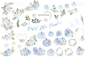 Pastel Blue Pumpkin Clipart