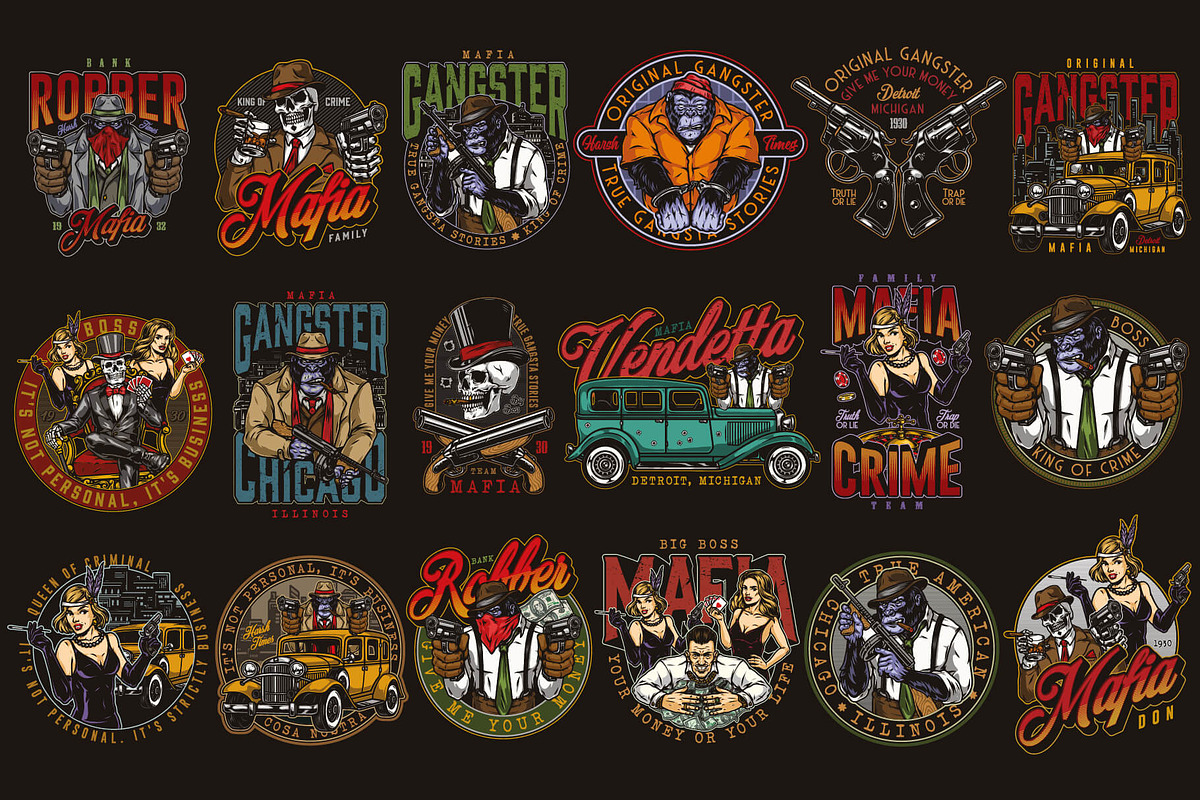 Mafia t-shirt designs, a Branding & Logo Template by DGIM studio (Photo 3 of 9)