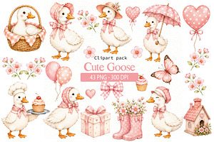 Watercolor Goose Clipart