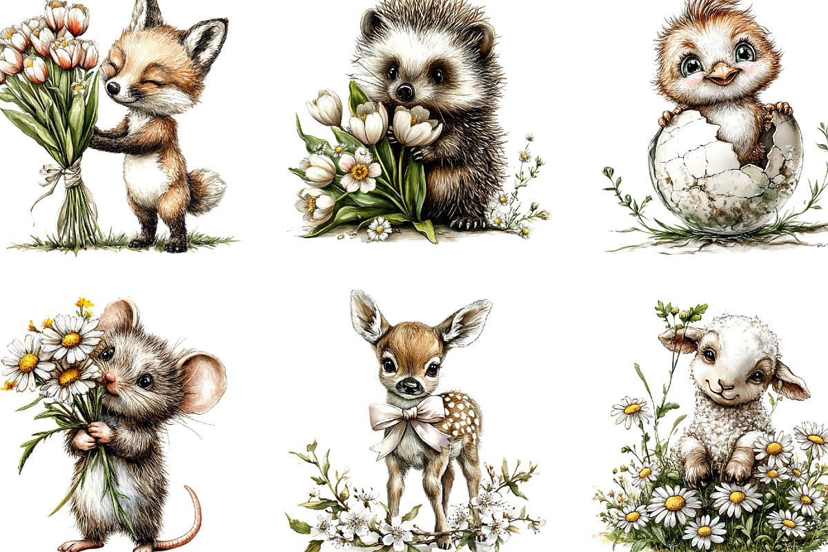 Whimsical Animals Spring Clipart, an Illustration by Designking (Photo 4 of 5)