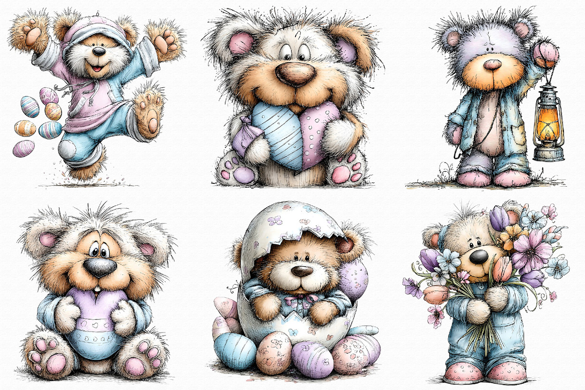 Whimsical Easter Teddy Bear Clipart, an Illustration by Libby Wishes (Photo 3 of 8)