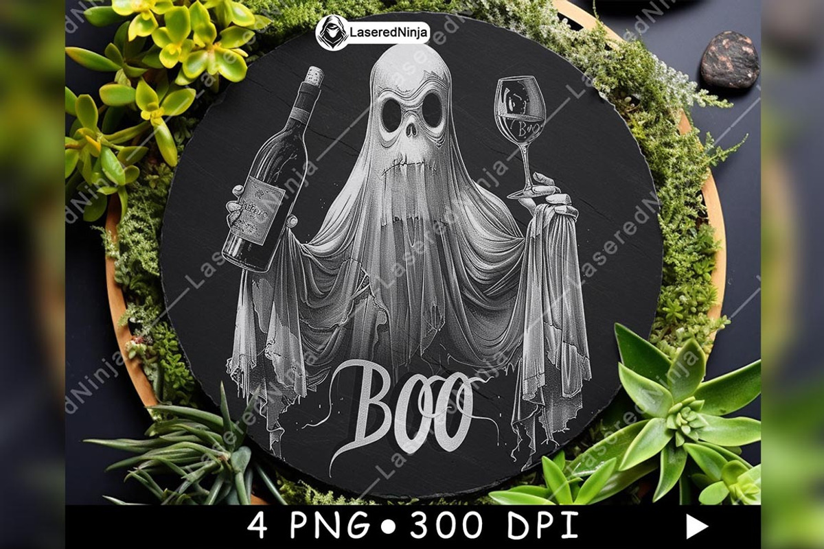 Drunk Ghost BOO Wine Bottle Signage, a Background Graphic by LaseredNinja (Photo 6 of 7)