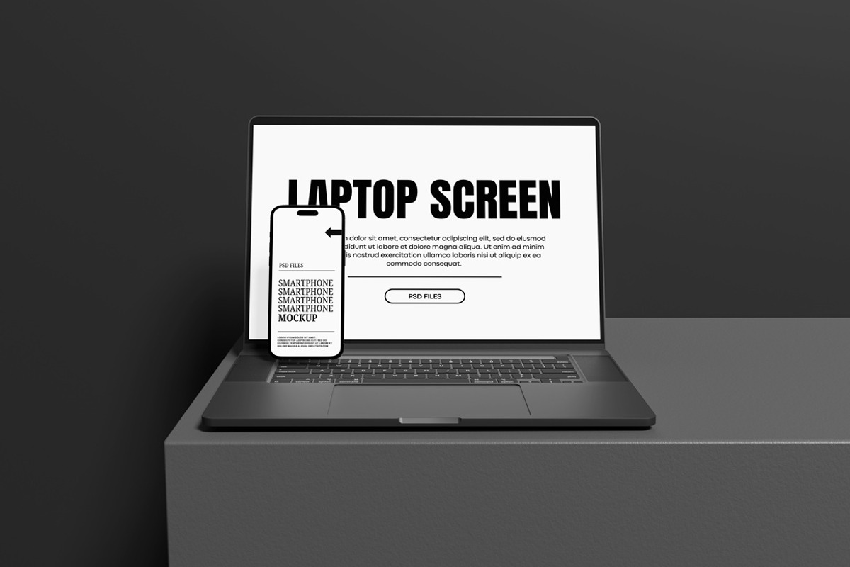 Laptop And Iphone Mockup, a Wearable Device Mockup by AndikaGraphic (Photo 6 of 6)