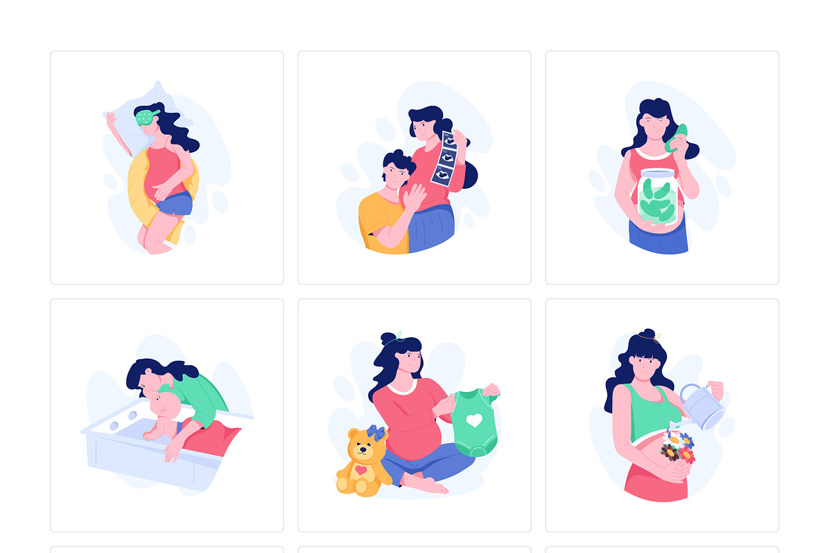 Pregnancy Illustration Set, a Person Illustration by Prosymbols (Photo 5 of 8)