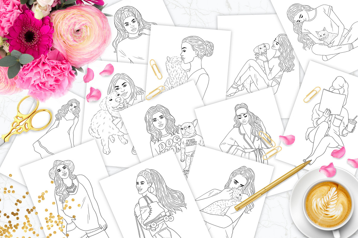 Coloring Book 12 Girls, a Person Illustration by GlamArtZhanna (Photo 1 of 4)