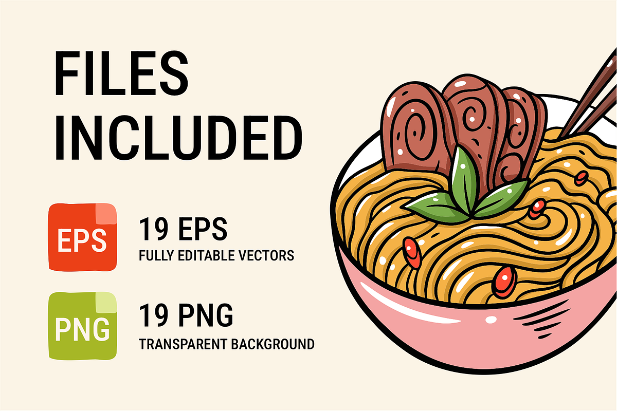 Ramen & Noodle Doodles Clipart, a Food Illustration by Oktyabr (Photo 5 of 5)