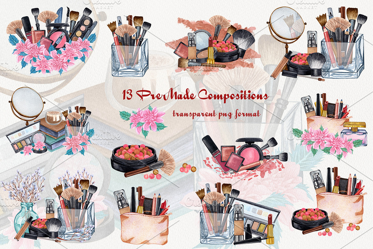 Make Up Watercolor Set, an Object Illustration by BarvArt (Photo 7 of 13)
