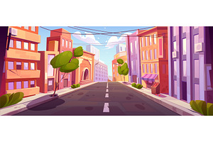 Empty City Street Cartoon Vector