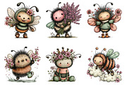 Whimsical Spring Bee Clipart, an Illustration by Dream Creation (Thumbnail 5 of 6)