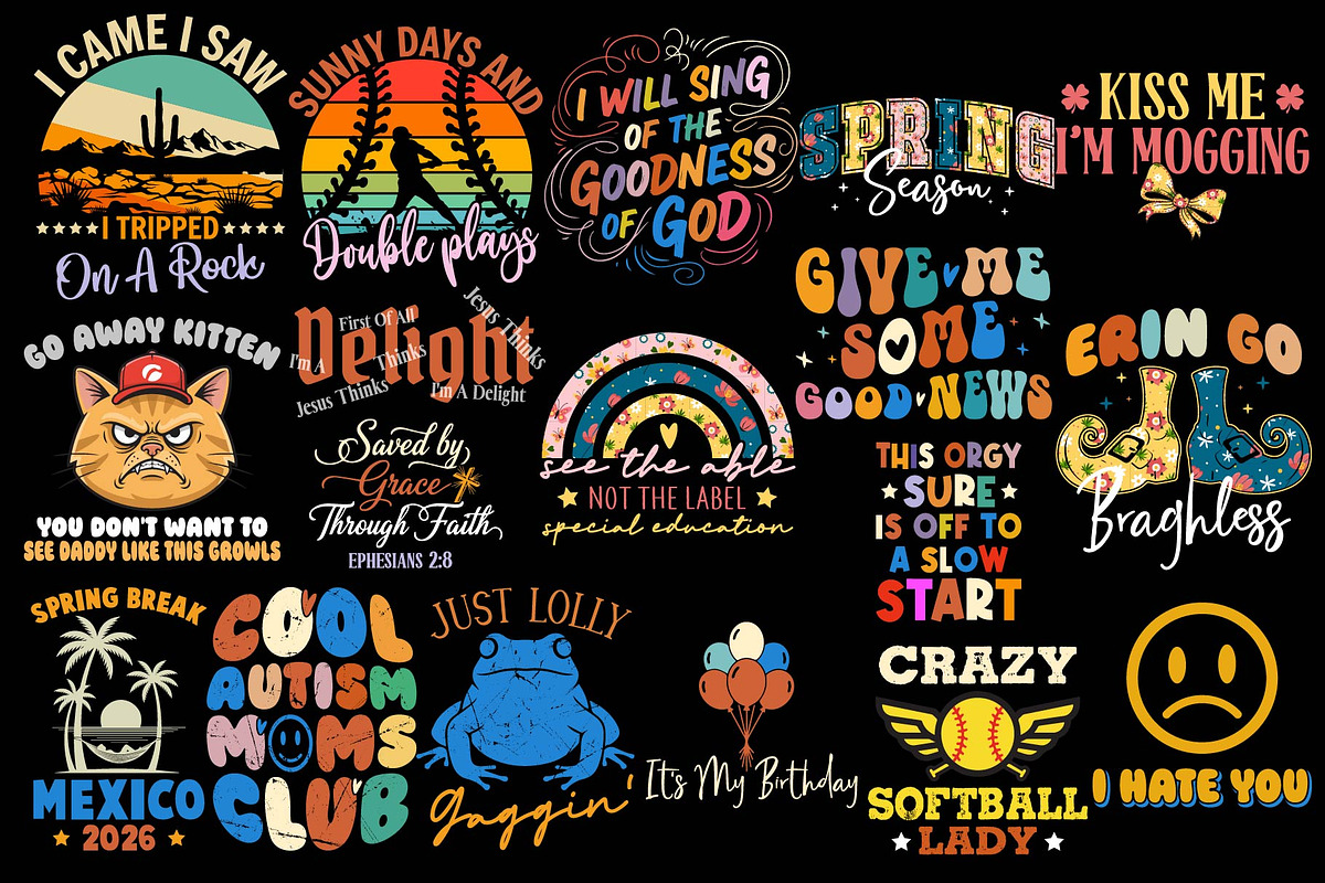 Trendy Retro Slogan T-Shirt Bundle, a Pattern Graphic by vintage (Photo 3 of 3)