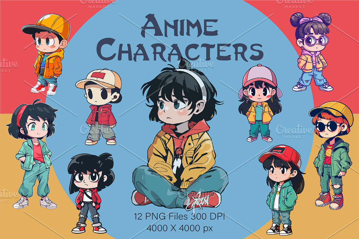 Anime Characters. Sticker., an Animal Illustration by KENO Mascots (Photo 1 of 6)