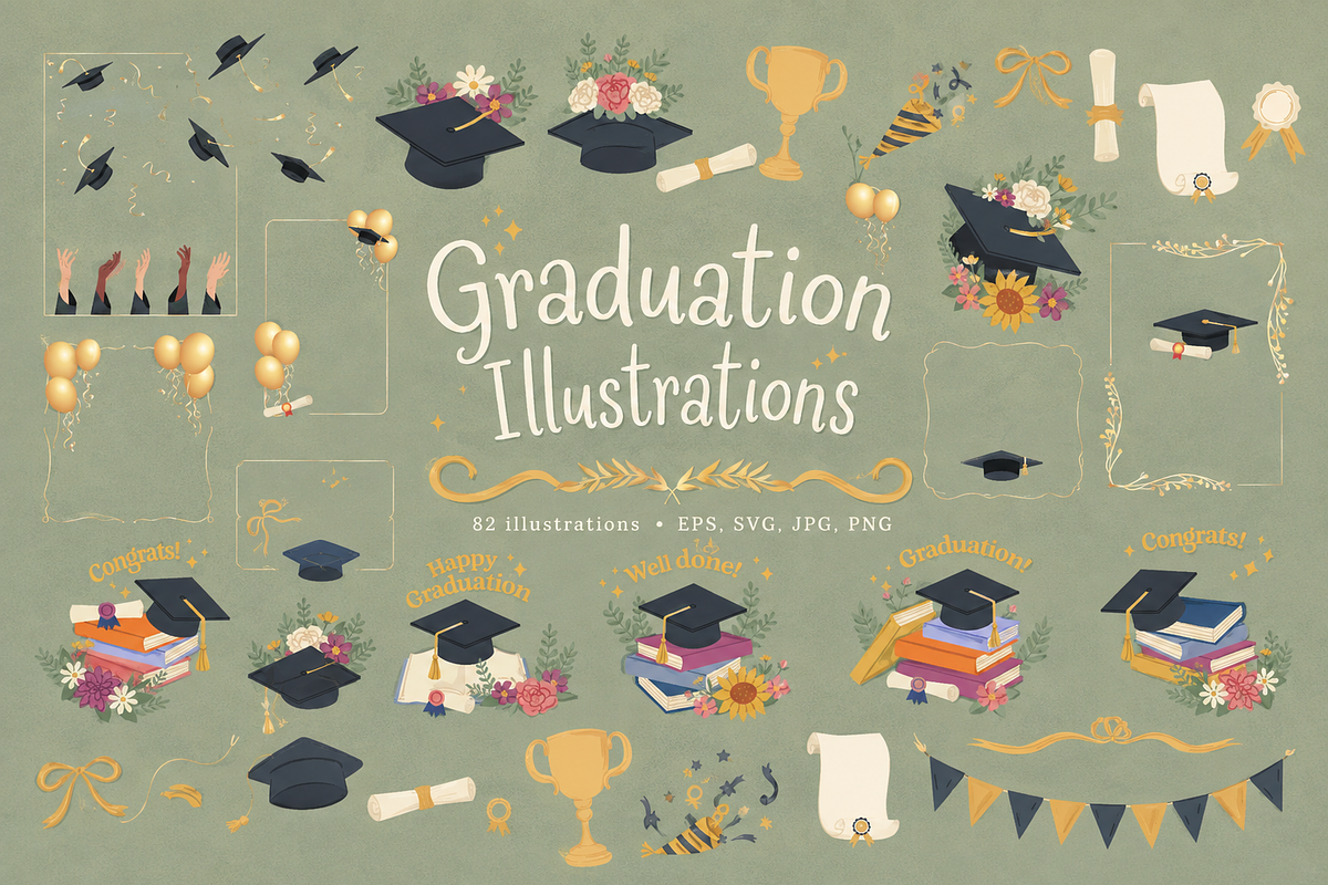 Graduation Illustrations, an Education Illustration by Anna Studio (Photo 1 of 12)