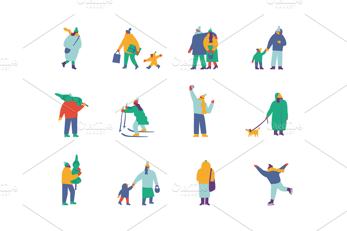 Winter People Flat Vector Set, a Person Illustration by Vector_Art (Photo 11 of 16)