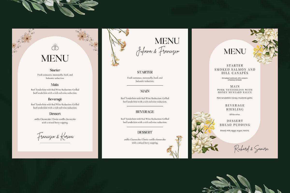 10 Elegant Wedding Menu Templates, a Templates & Theme by TemplateCastleStore (Photo 4 of 9)