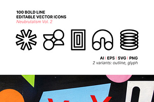 100 Neubrutalism Icons Vol. 2