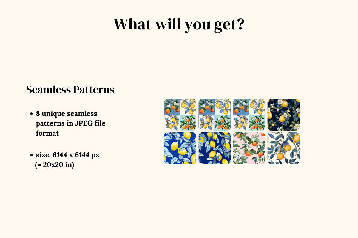 Lemons & Oranges Seamless Patterns, a Pattern Graphic by Ninterints (Photo 2 of 16)