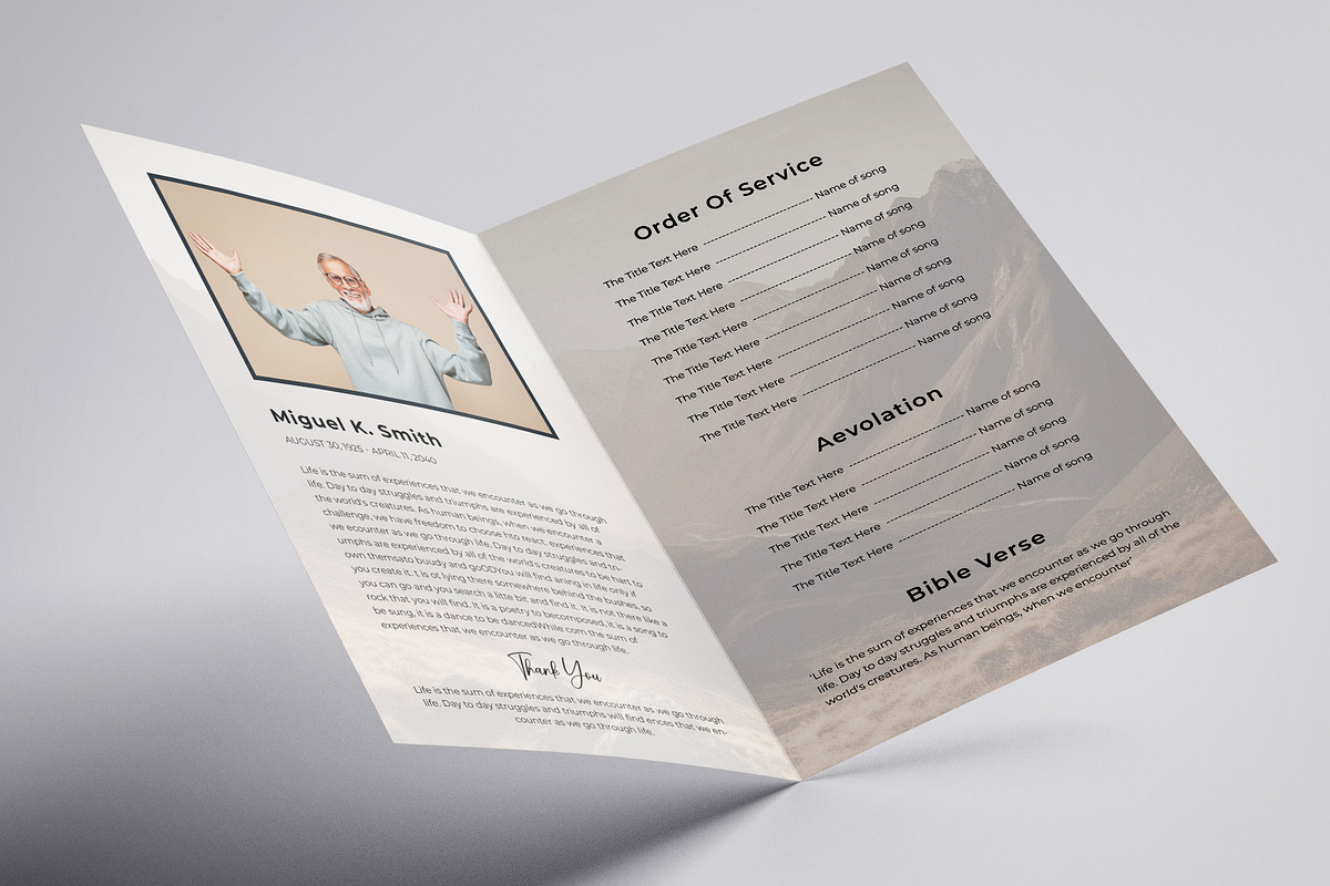 Reddish Mountain Funeral Program, a Brochure Template by Madhabi Studio (Photo 4 of 6)