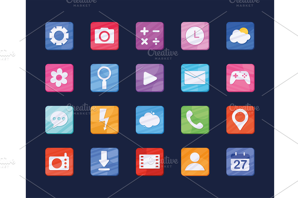 twenty applications signs icons, an Object Illustration by studiogstock