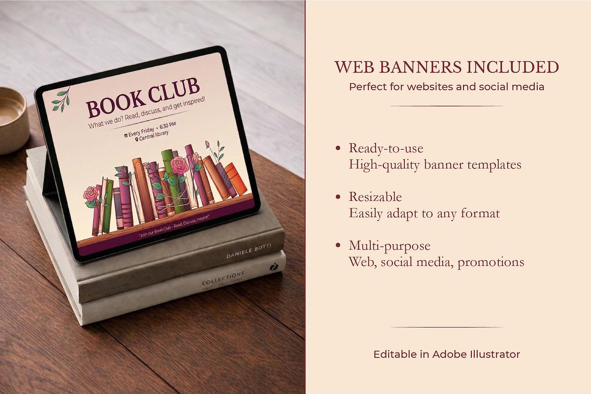 Book & Library Template Kit, a Poster Template by Bloom Art (Photo 9 of 10)