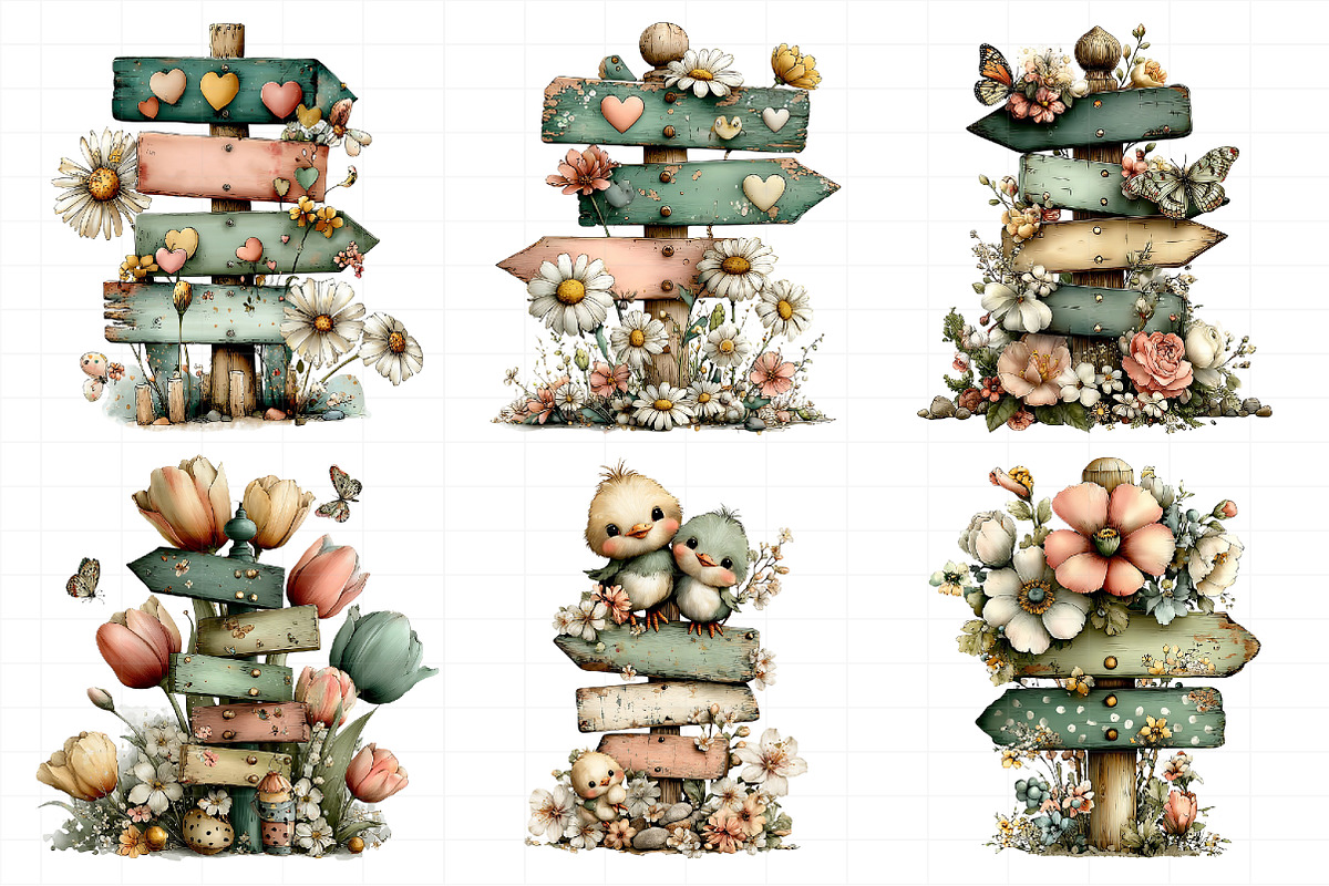 Whimsical Spring Singpost Clipart, an Illustration by Daily.Designs (Photo 4 of 8)