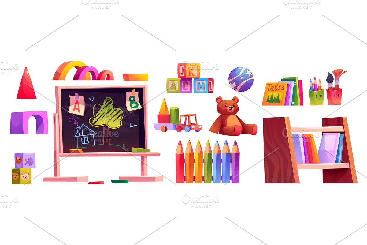 Preschool classroom for kid, an Object Illustration by art PVP - market