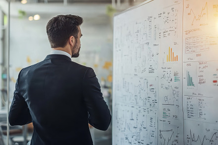 A businessman mapping out goals, a Business Photo by Pavel_design