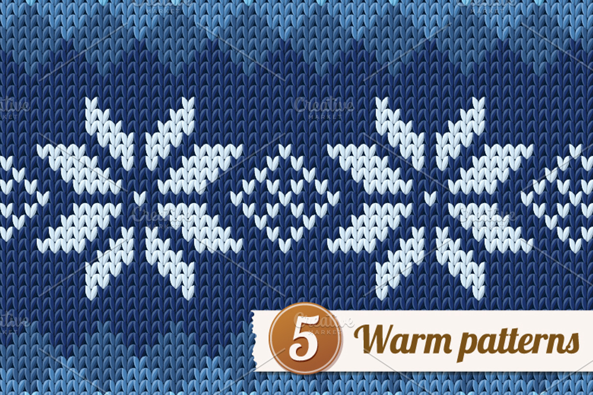 5 knitted patterns.