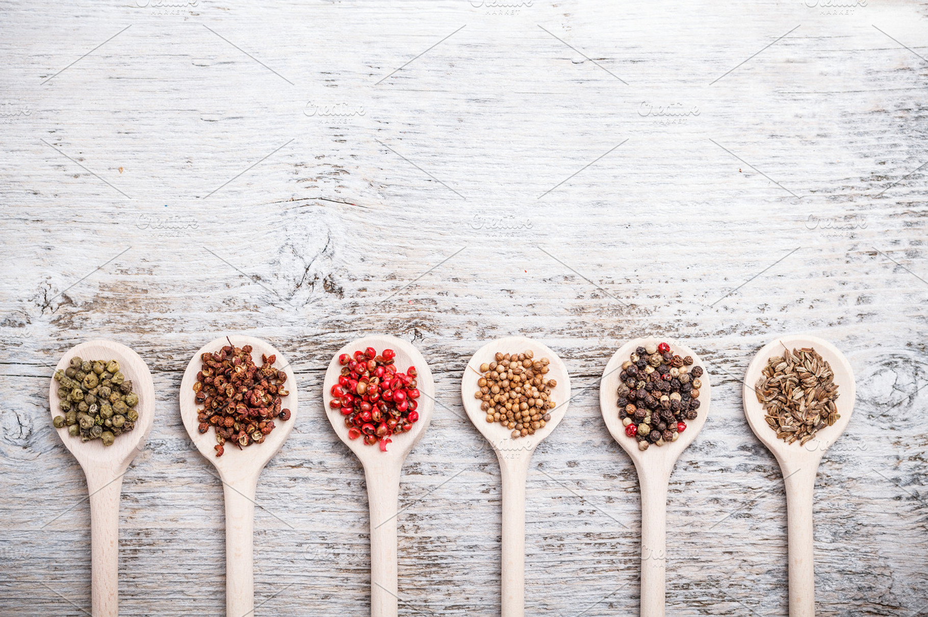 Collection of spices stock photo containing spice and spoons