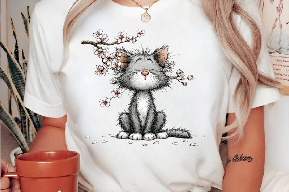 Whimsical Floral Kitten Clipart, an Animal Illustration by fashionaddict (Photo 5 of 7)
