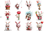 Whimsical Valentine Bunny Clipart, an Illustration by DreamArtGraphic (Thumbnail 4 of 4)
