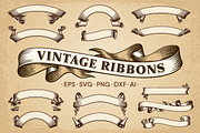 Vintage Ribbons Banners Vector Set, a Background Graphic by Digiselector Design Goods (Thumbnail 1 of 2)