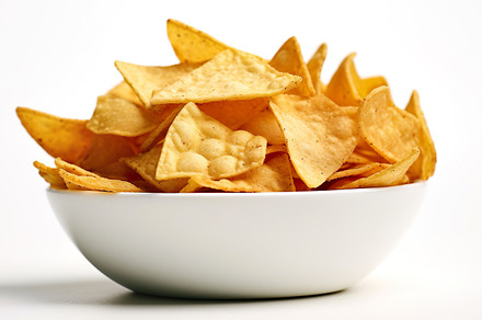 Potato Chips In White Bowl, a Food & Drink Photo by Iconogenic