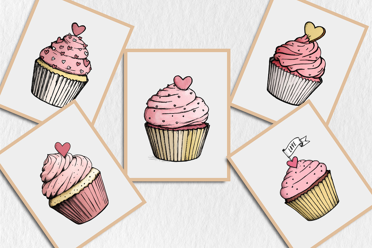 Valentine Day Cupcake Clipart, a Seasonal Illustration by Rose Art (Photo 7 of 8)