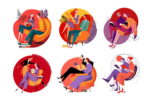Couples reading books cartoon vector, a Person Illustration by Onyx