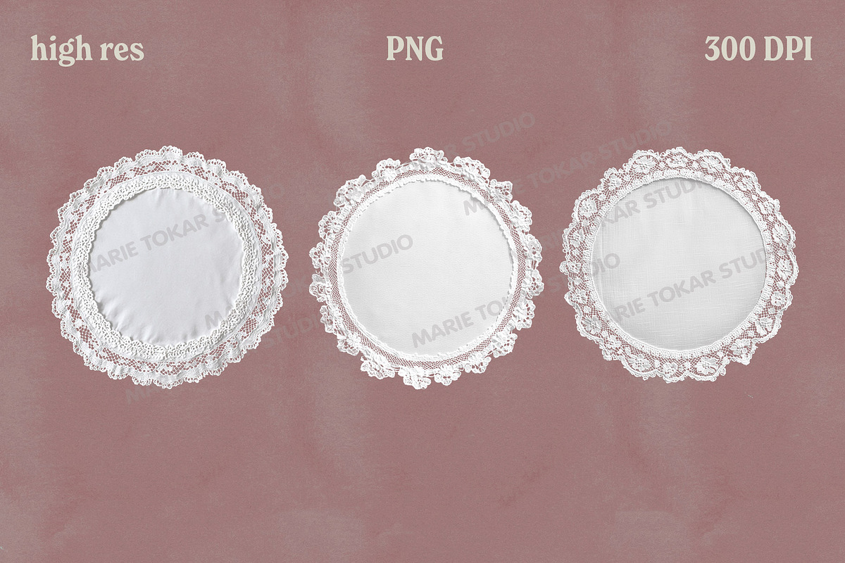 Vintage Fabric Doilies Bundle PNG, an Object Graphic by Marie T (Photo 15 of 24)