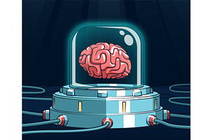 Brain in a futuristic containment