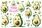 Watercolor Yoga Avocado PNG Clipart, a Food Illustration by Whimsy Brush Studio (Thumbnail 1 of 6)