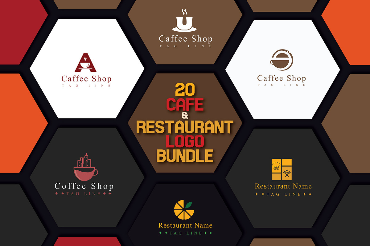 20 Cafe & Restaurent Logo Bundle, a Branding & Logo Template by CraftingStudio (Photo 1 of 11)
