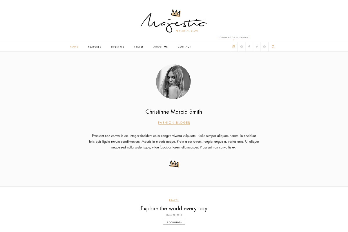 Majestic-Premium Personal Blog PSD, a Websites & App Template by Milo Studio (Photo 5 of 18)