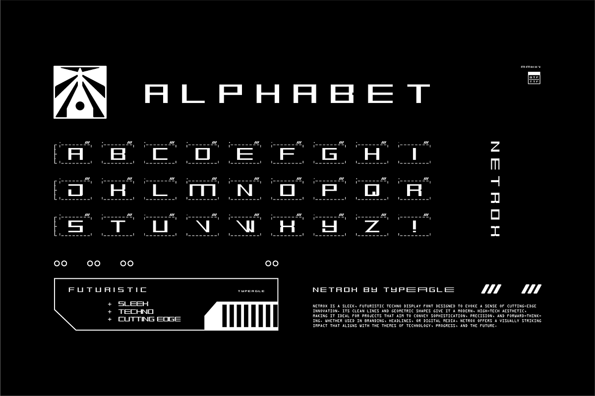 Netrox - Futuristic Display Font, a Sans Serif Font by Typeagle (Photo 2 of 11)