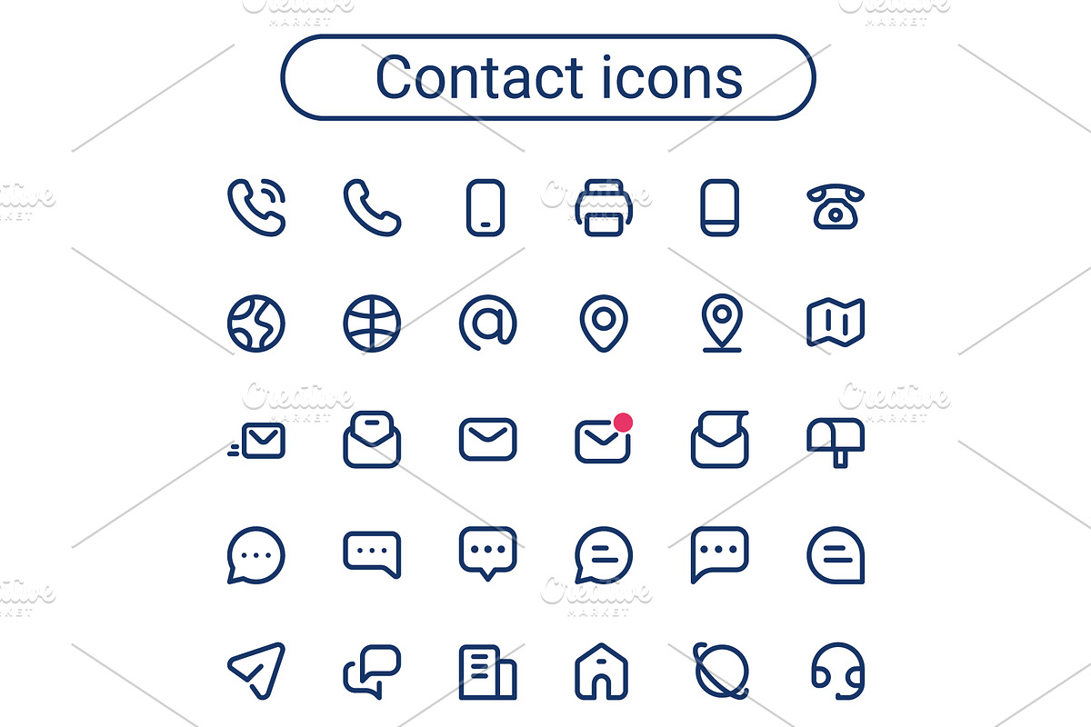 Simple small contact line icons set., an Outline Icon by Dacian Galea