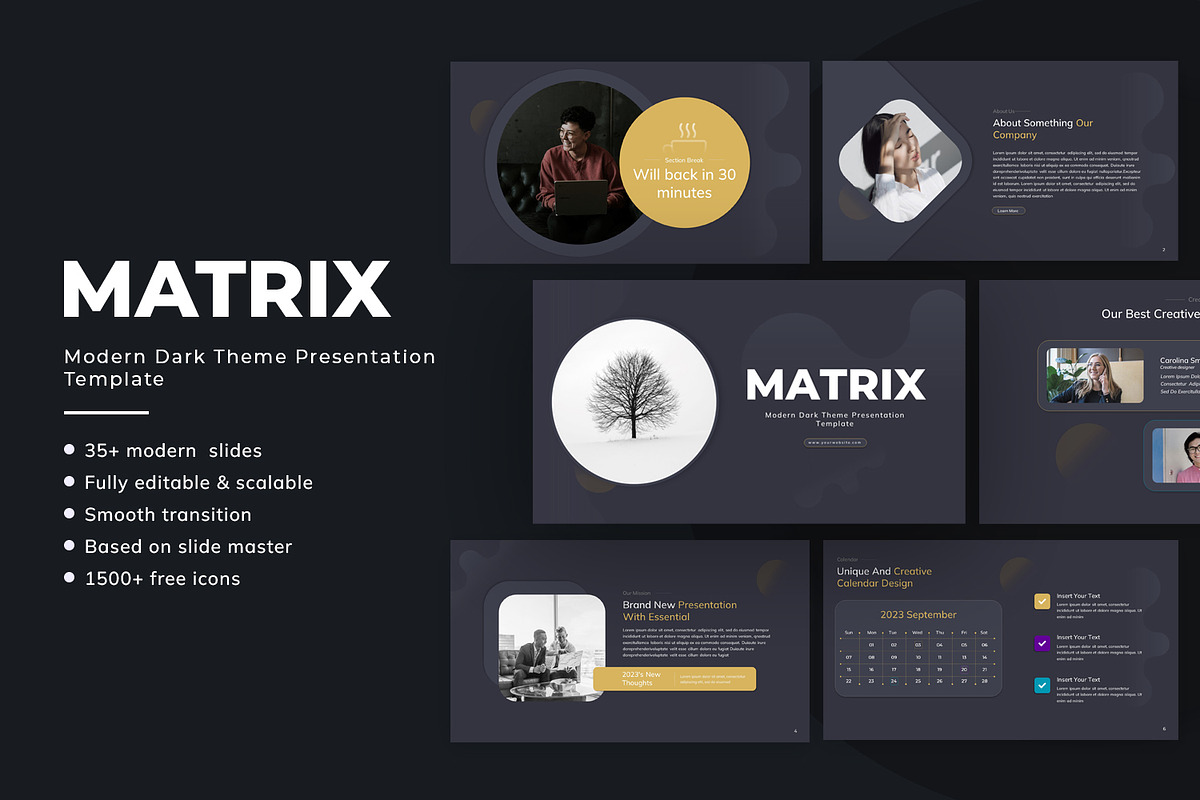 Modern Dark Theme Presentation Slide, a Presentation Template by SlideStack (Photo 1 of 5)