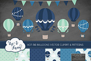 Navy & Mint Hot Air Balloons, an Illustration by Amanda Ilkov (Thumbnail 2 of 5)